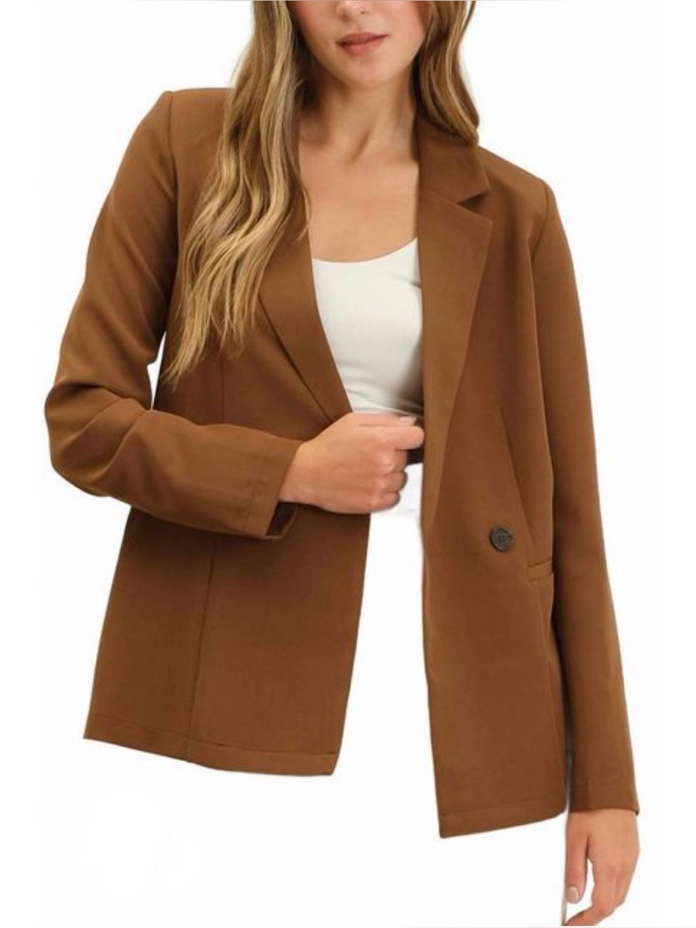 The Workshop Carmine Double Breasted Blazer, Brown, Large